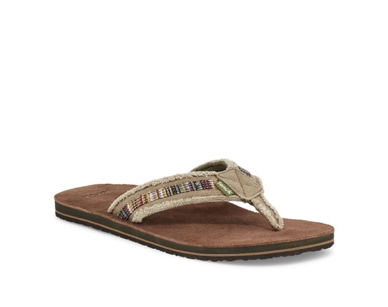 Sanuk Fraid So Eco Friendly Men's Flip Flops Khaki | Canada 286DFM